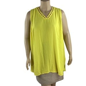 Catherines Yellow Sleeveless Tunic Top V-Neck Size 2X